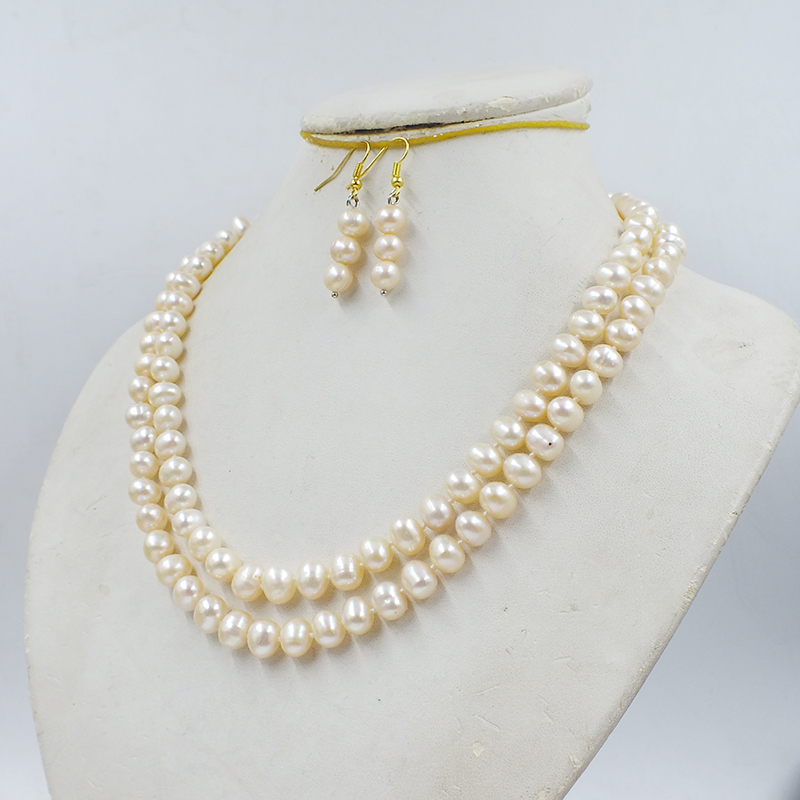 2-row 8-9MM natural pink cultu - огляд і ціна Freshwater Cultured Pearl Necklace 8-9Mm