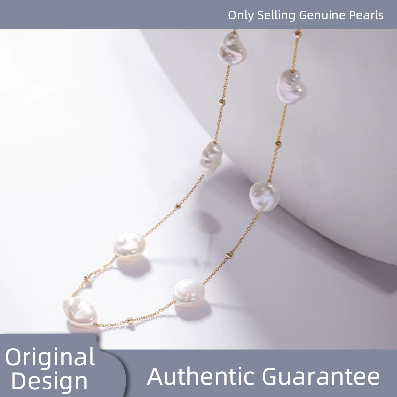 Fine Jewelry Real 18K Gold Nec - огляд і ціна Baroque Pearl Pendant Necklace Gold