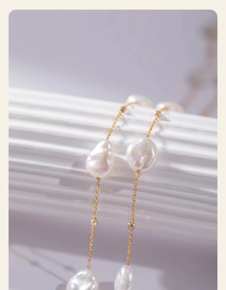 Fine Jewelry Real 18K Gold Nec - огляд і ціна Baroque Pearl Pendant Necklace Gold