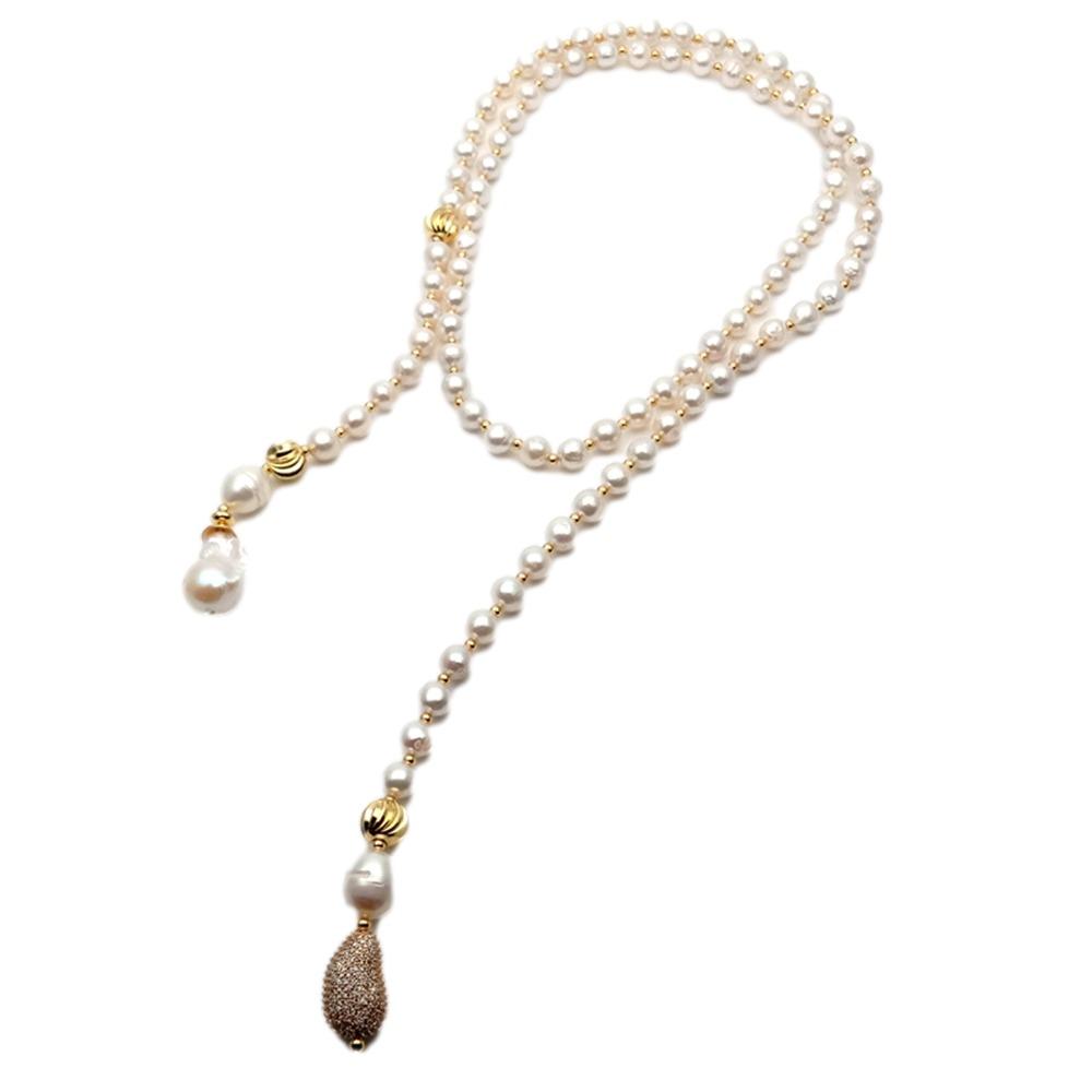 KKGEM 15x22mm White Keshi Pear - огляд і ціна Freshwater Cultured Pearl Necklace 8-9Mm