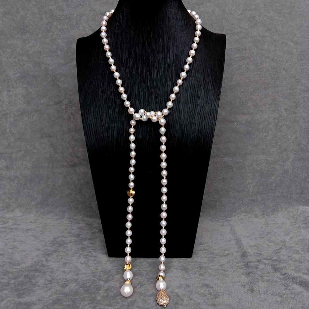 KKGEM 15x22mm White Keshi Pear - огляд і ціна Freshwater Cultured Pearl Necklace 8-9Mm