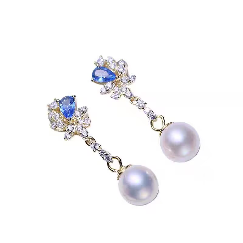 Long Pearl Earrings AAAA 9-10m - огляд і ціна Akoya Pearl Stud Earrings Sterling Silver