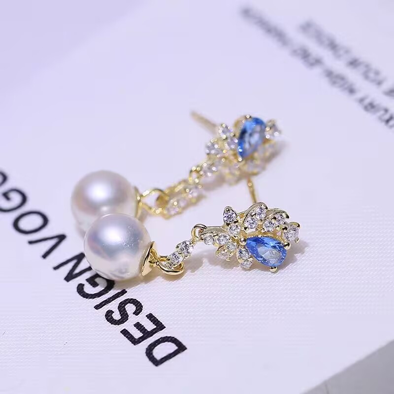 Long Pearl Earrings AAAA 9-10m - огляд і ціна Akoya Pearl Stud Earrings Sterling Silver