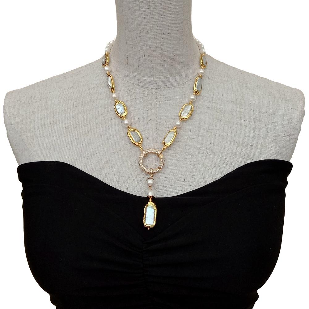 YYGEM Natural 8-9mm Round Rect - огляд і ціна Freshwater Cultured Pearl Necklace 8-9Mm