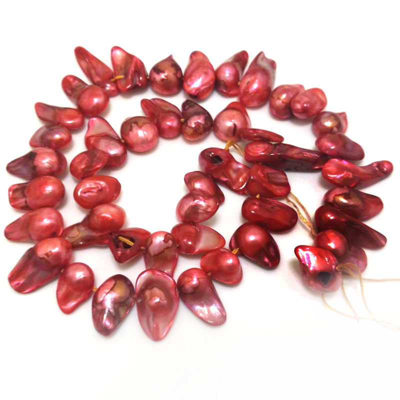 16 inches 11-13mm Red Natural  - огляд і ціна Natural Freshwater Pearl Strand Loose Beads