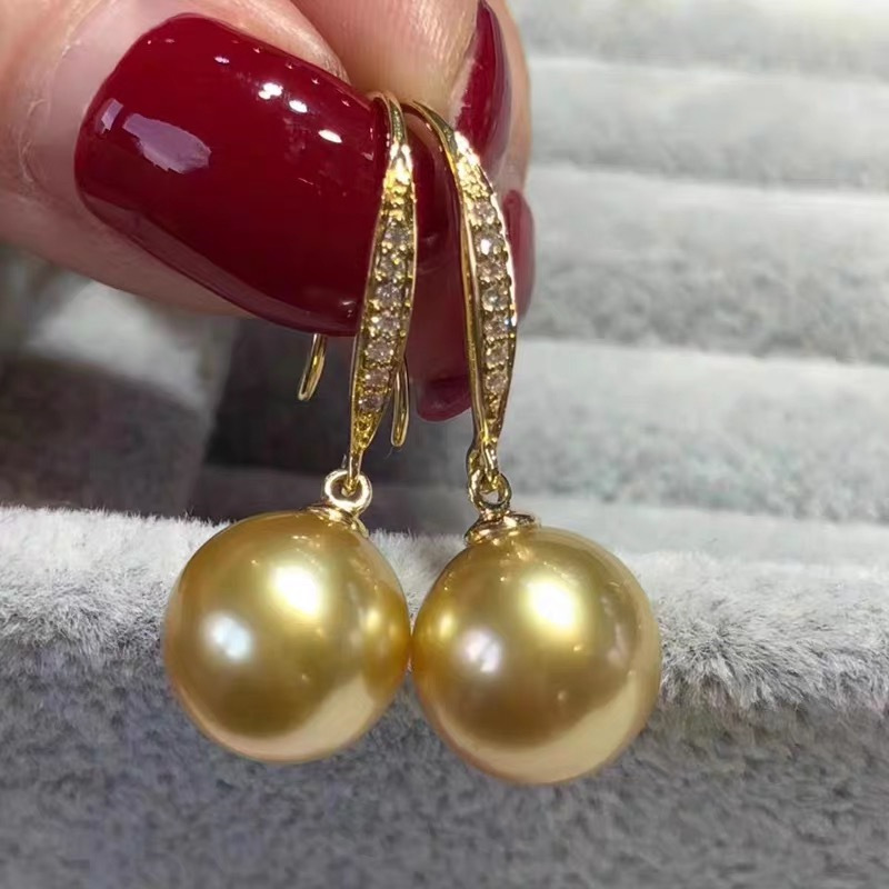 AAAA++++   8-9mm 9-10mm 10-11m - огляд і ціна Tahitian South Sea Pearl Earrings 18K