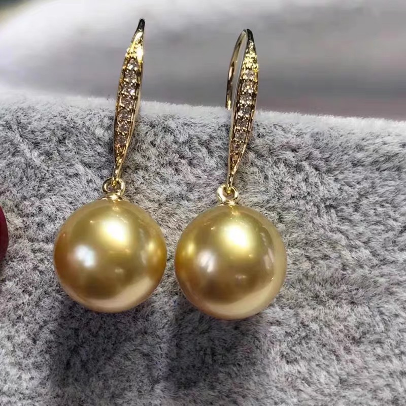 AAAA++++   8-9mm 9-10mm 10-11m - огляд і ціна Tahitian South Sea Pearl Earrings 18K